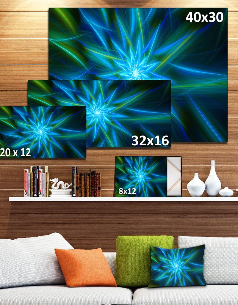 DesignQ Shining Turquoise Exotic Flower - Extra Large Floral Canvas Art Print