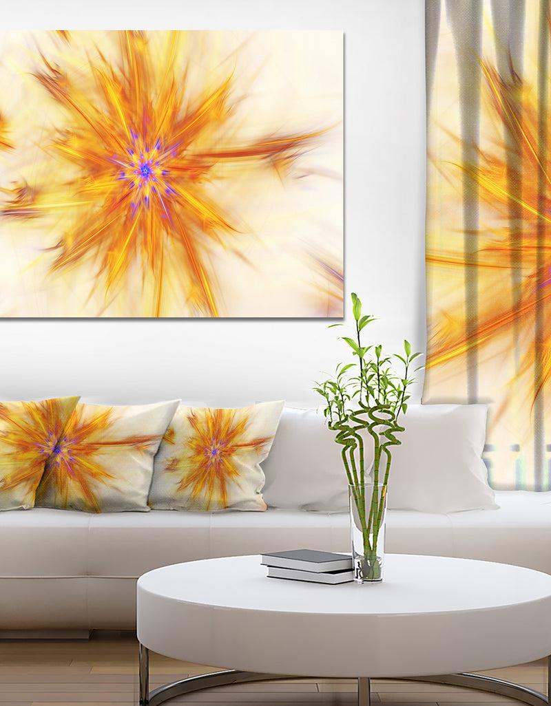 DesignQ Shining Yellow Exotic Fractal Flower - Extra Large Floral Canvas Art Print