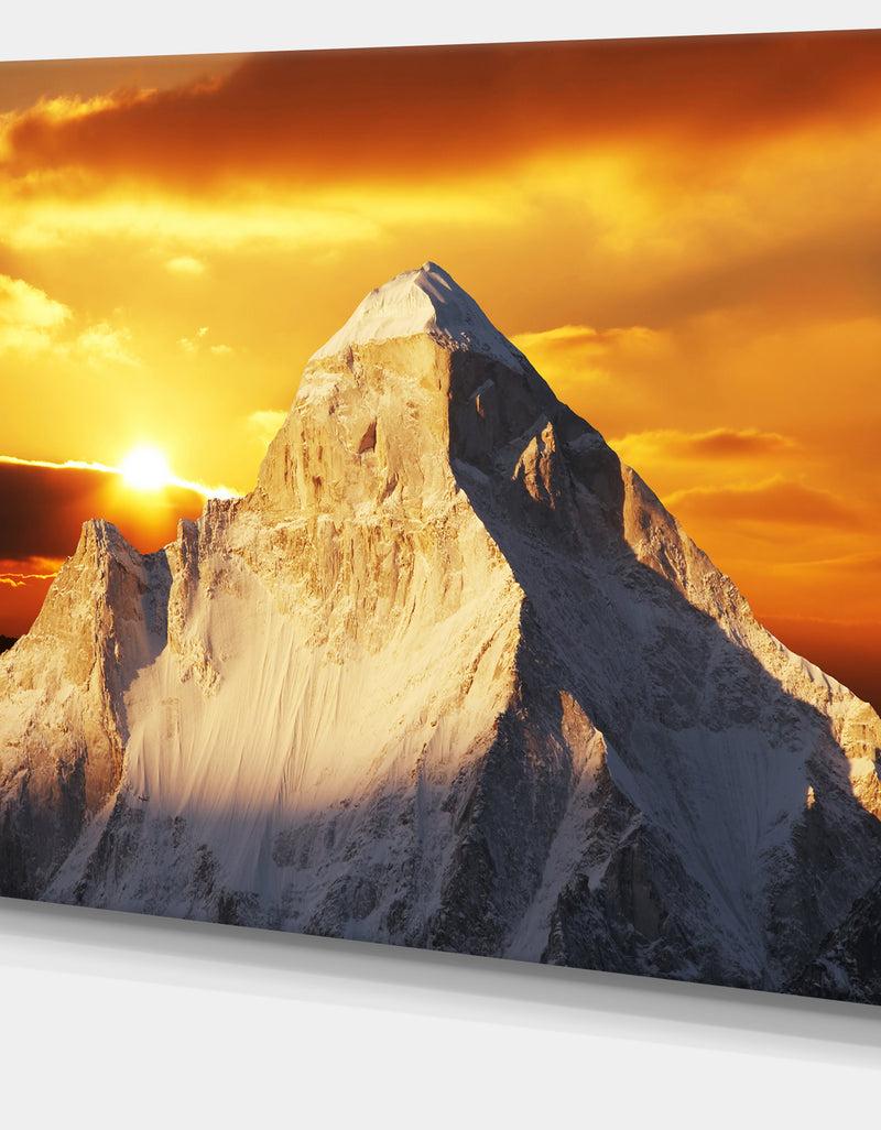 DesignQ Shivling Garhwal Himalaya At Sunset - Landscape Art Print Canvas