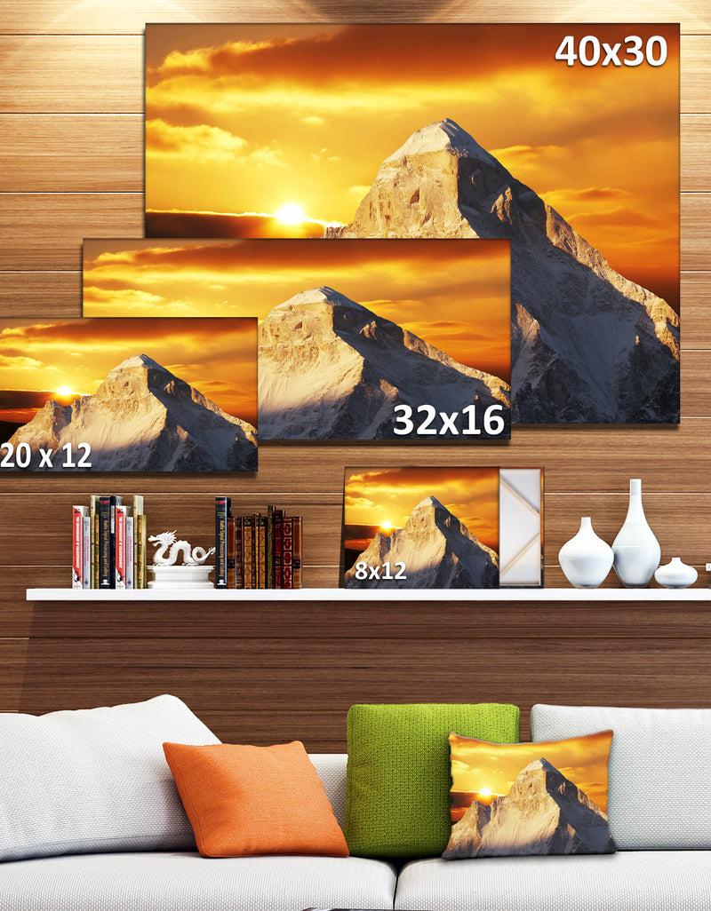 DesignQ Shivling Garhwal Himalaya At Sunset - Landscape Art Print Canvas