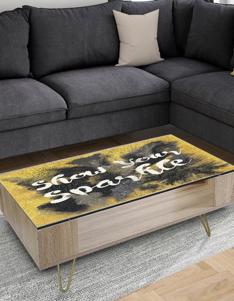 DesignQ Show Your Sparkle Quote Black on Gold - Traditional Coffee Table