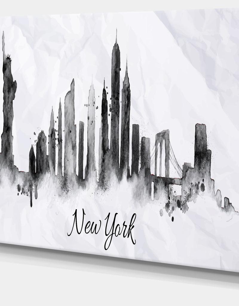 DesignQ Silhouette Ink New York - Cityscape Canvas Art Print