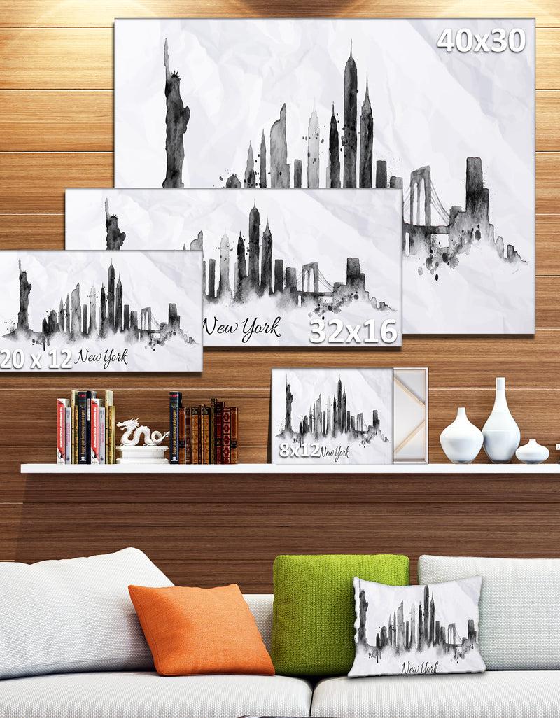 DesignQ Silhouette Ink New York - Cityscape Canvas Art Print