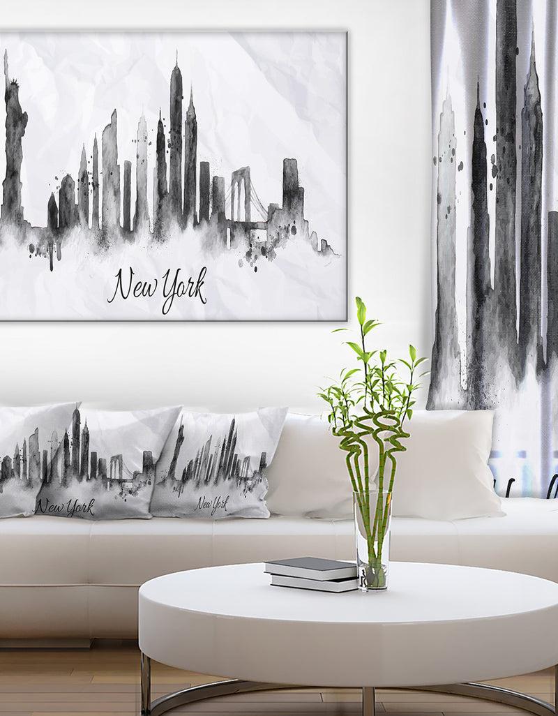 DesignQ Silhouette Ink New York - Cityscape Canvas Art Print