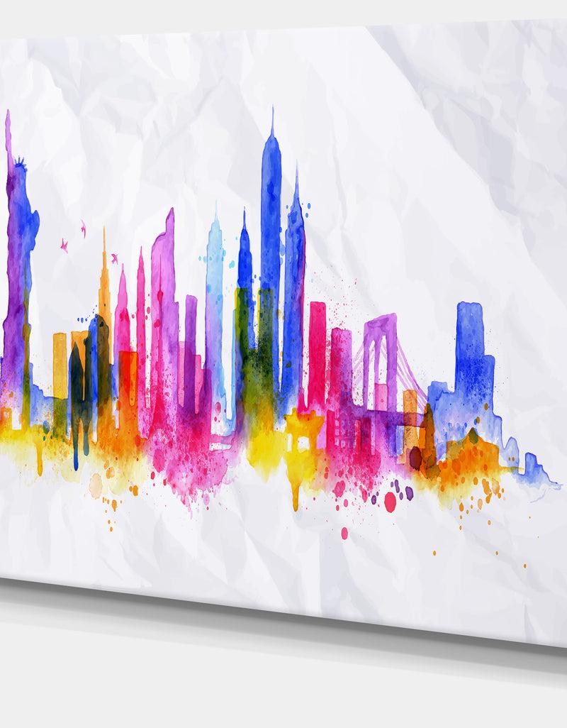 DesignQ Silhouette Overlay New York - Cityscape Canvas Art Print