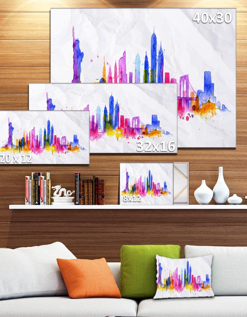 DesignQ Silhouette Overlay New York - Cityscape Canvas Art Print