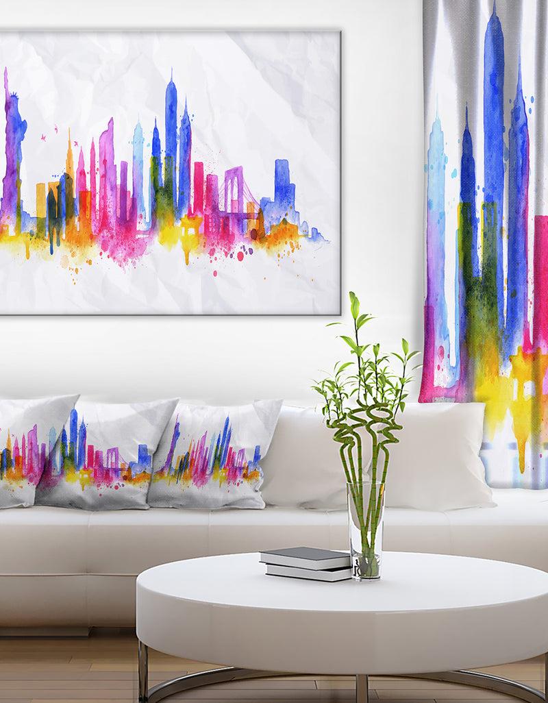 DesignQ Silhouette Overlay New York - Cityscape Canvas Art Print