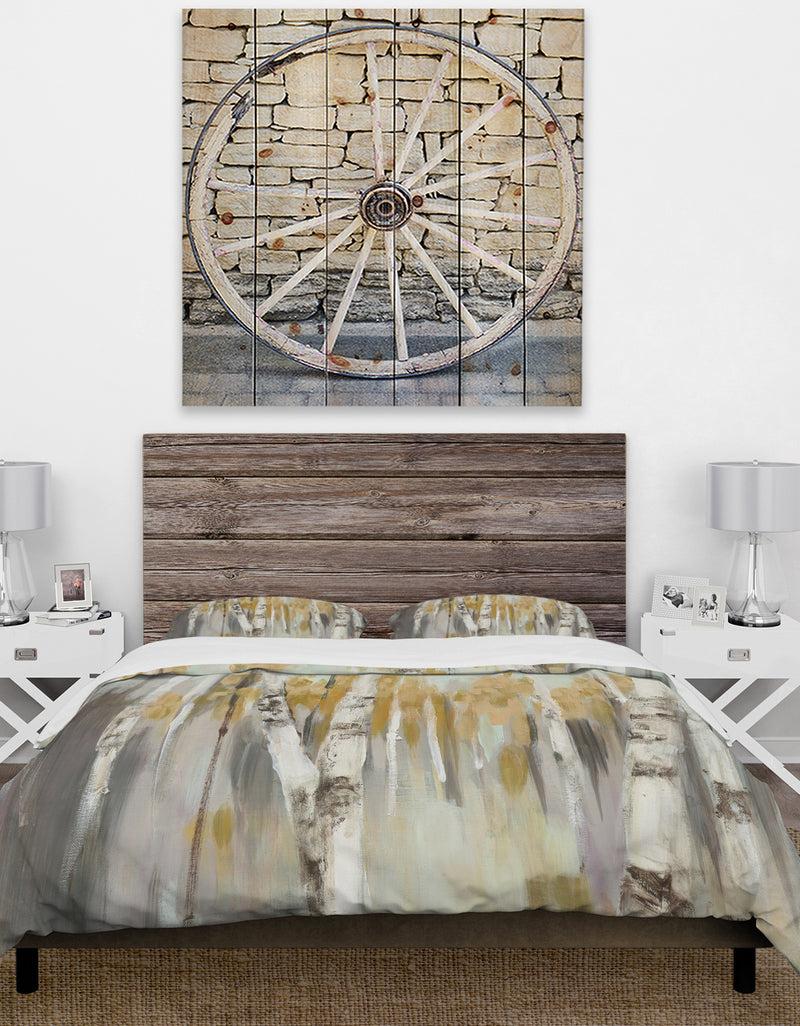 DesignQ Silver And Yellow Birch Forest - Cottage Duvet Cover Set