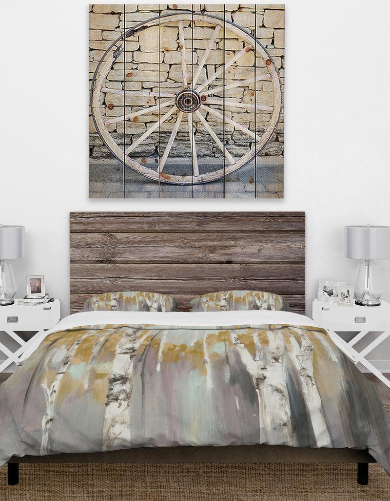 DesignQ Silver And Yellow Birch Forest II - Cottage Duvet Cover Set