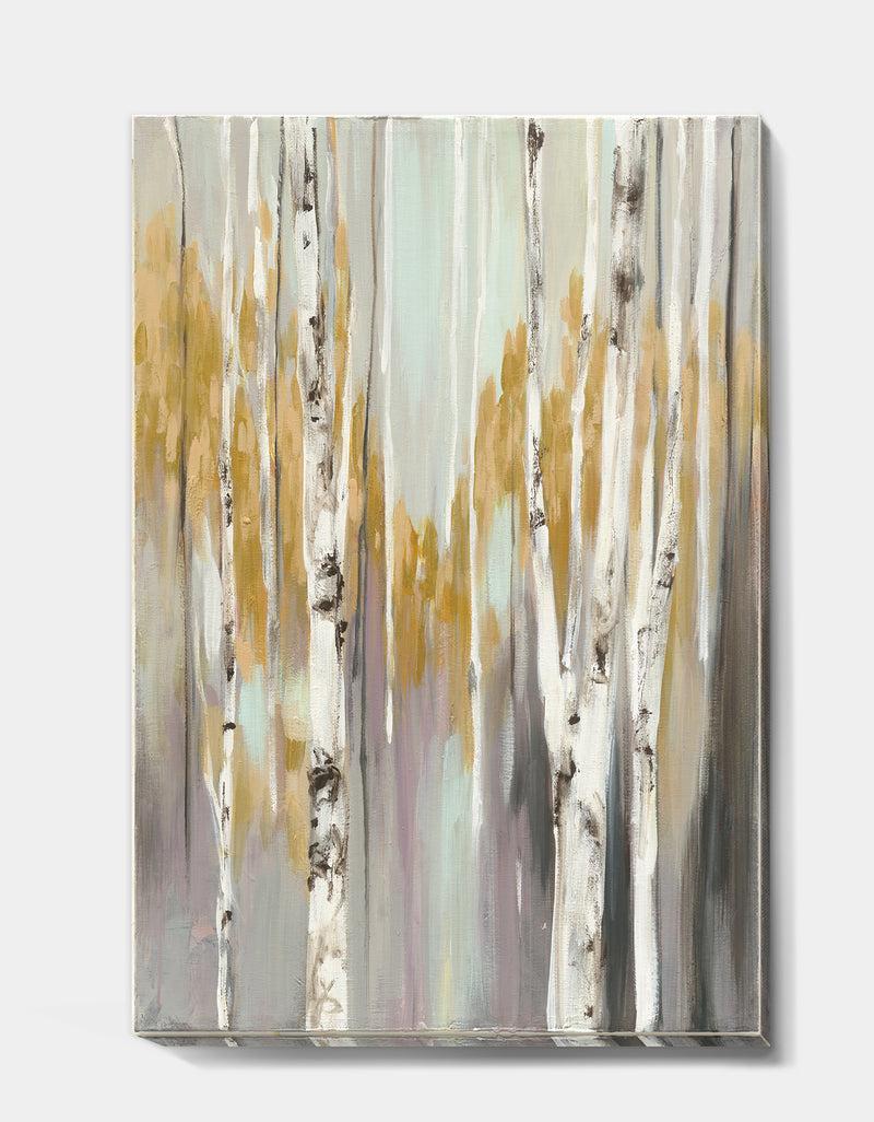 DesignQ Silver And Yellow Birch Forest II - Cottage Gallery-wrapped Canvas