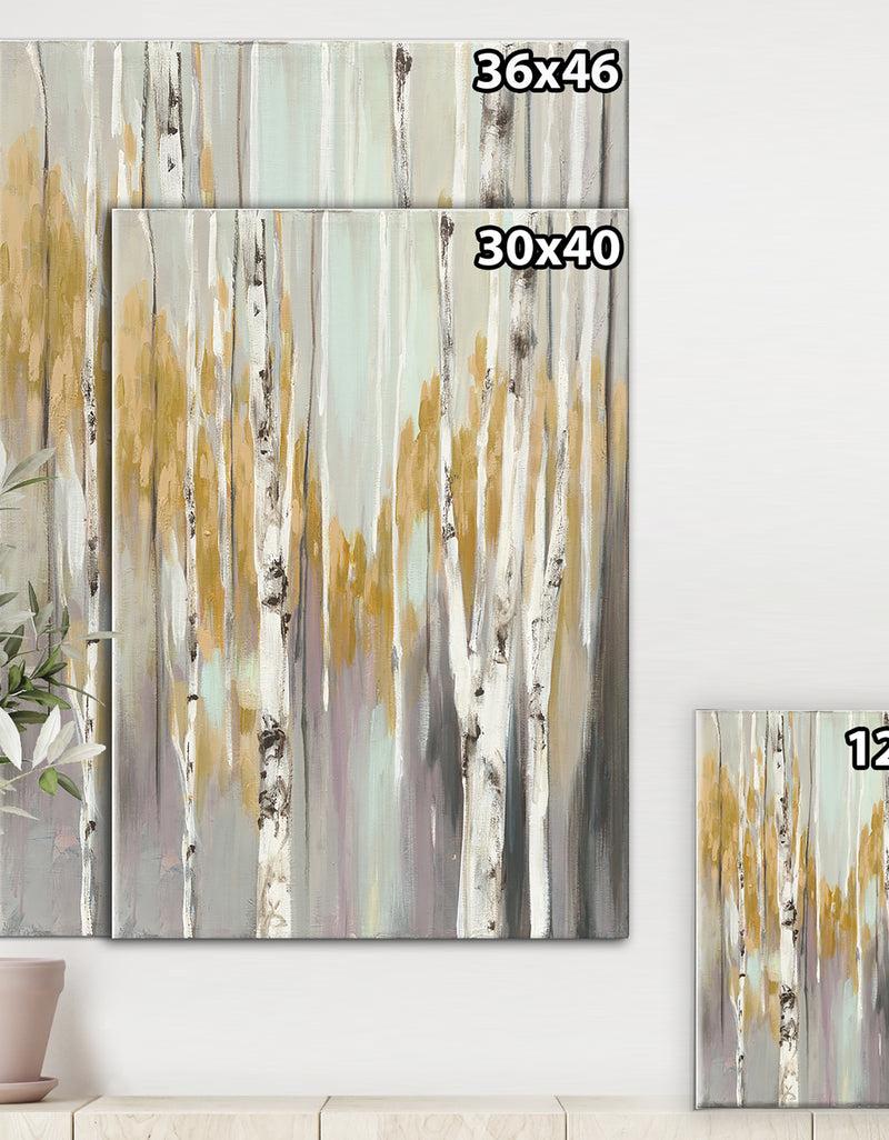 DesignQ Silver And Yellow Birch Forest II - Cottage Gallery-wrapped Canvas