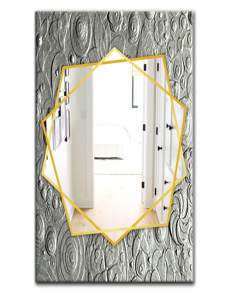 DesignQ Silver Flower Embossing - Traditional Mirror - Frameless Wall Mirror