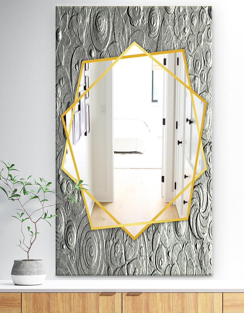DesignQ Silver Flower Embossing - Traditional Mirror - Frameless Wall Mirror