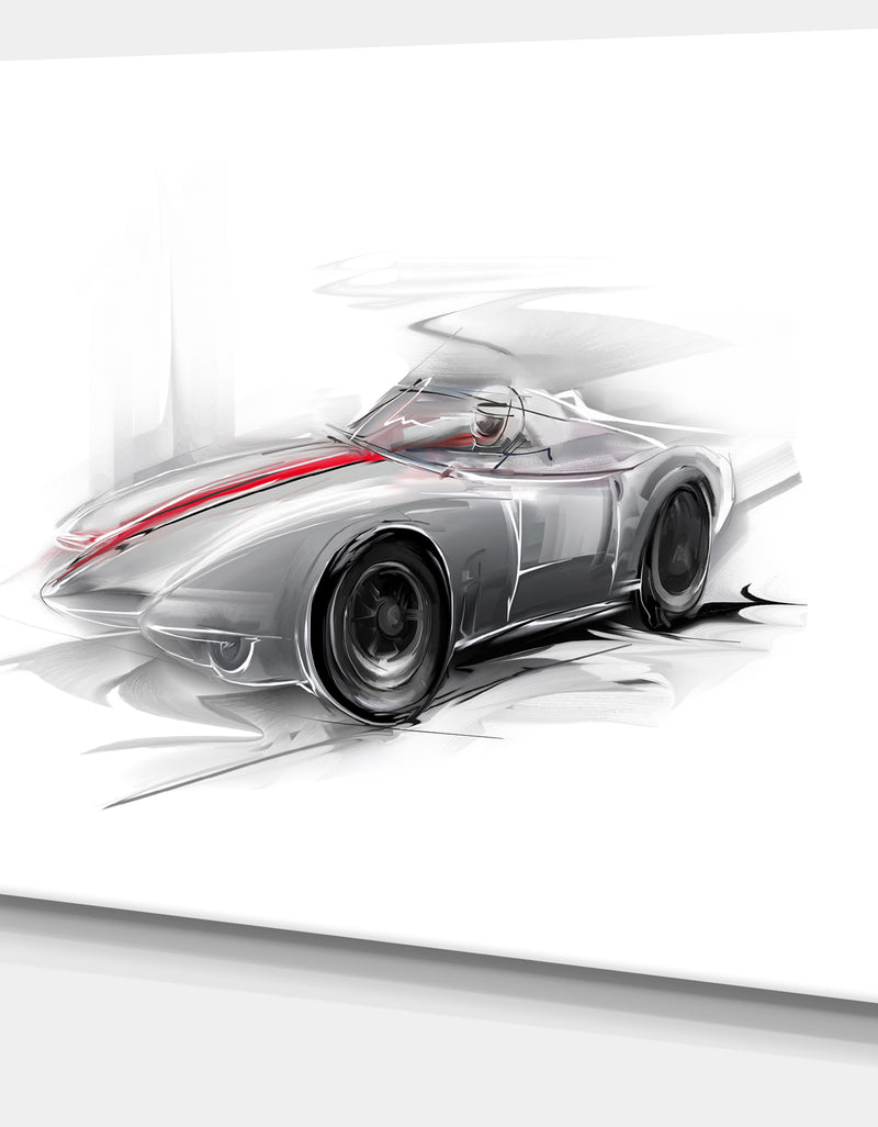 DesignQ Silver Formula One Car - Digital Art Car Canvas Print
