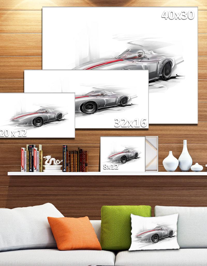 DesignQ Silver Formula One Car - Digital Art Car Canvas Print