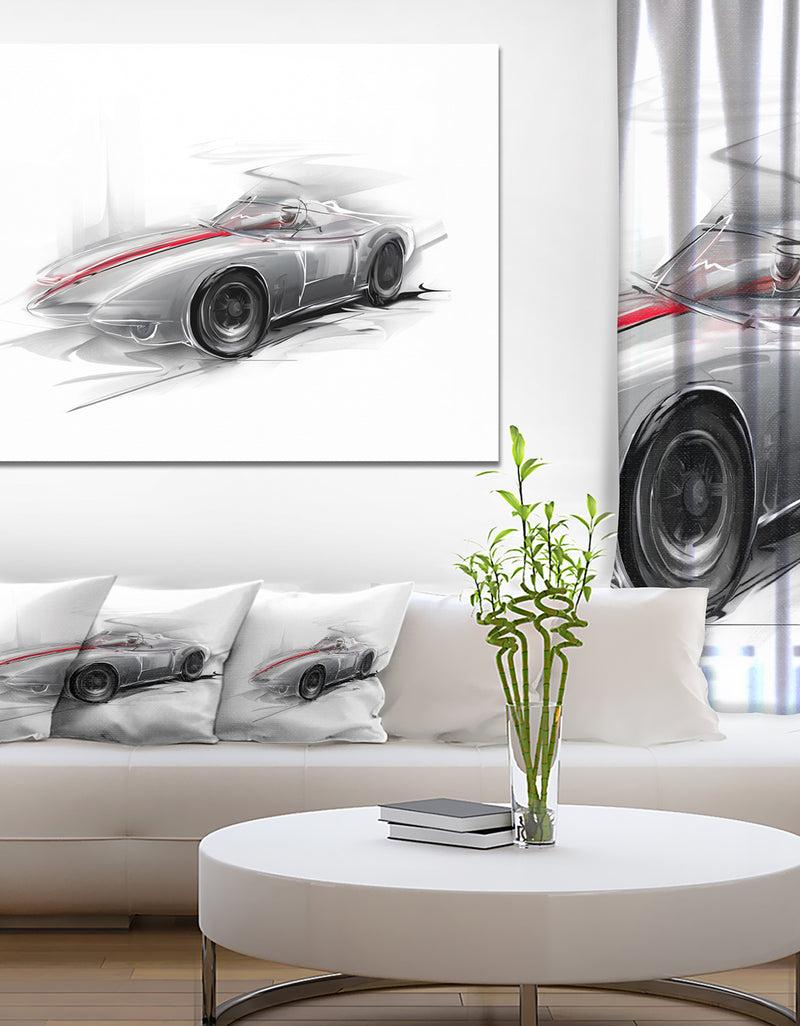 DesignQ Silver Formula One Car - Digital Art Car Canvas Print