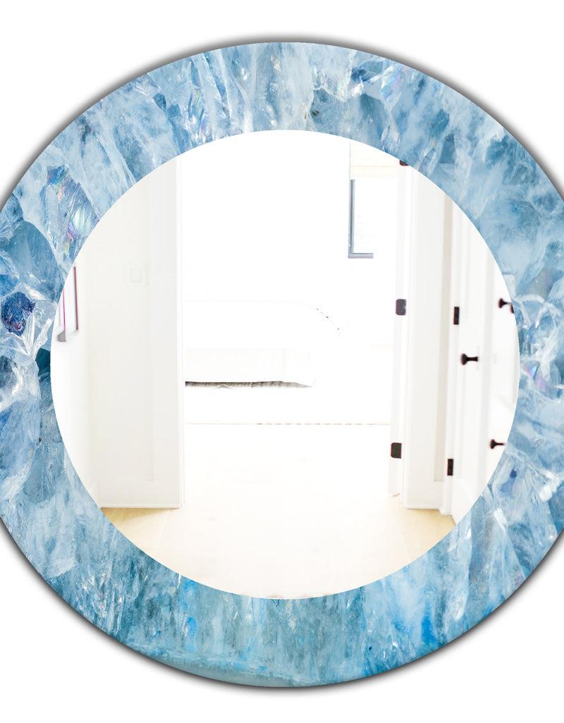 DesignQ Silver Orchid Alba 'Geode Interior With Light Blue Crystals - Mid-century Mirror