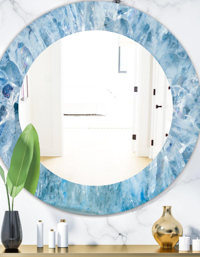 DesignQ Silver Orchid Alba 'Geode Interior with Light Blue Crystals - Mid-century Mirror