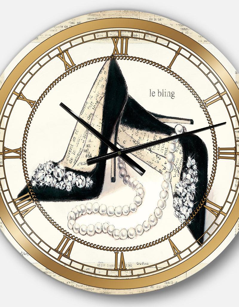 DesignQ Silver Orchid Borella 'Chic Galm Closet I - Glam Large Wall Clock