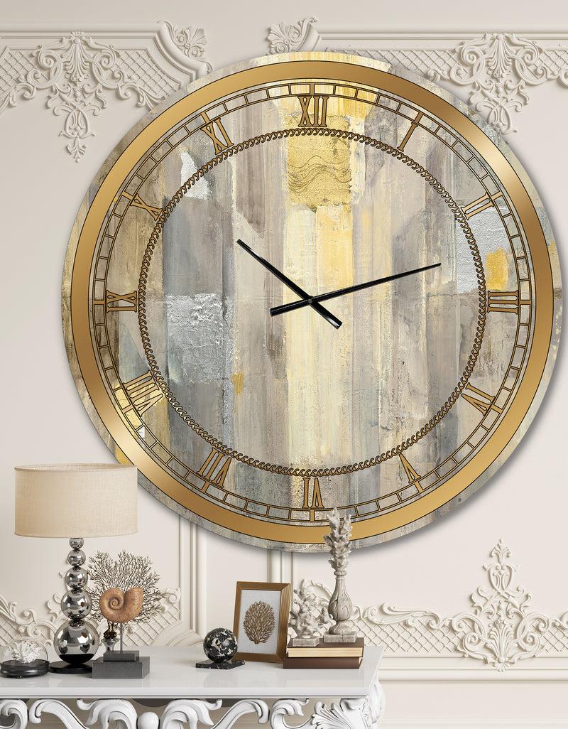 DesignQ Silver Orchid Borella 'Gold Square Watercolor - Glam Large Wall Clock