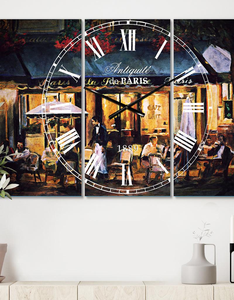 DesignQ Silver Orchid Fonteney 3-Panel Oversized Metal Clock