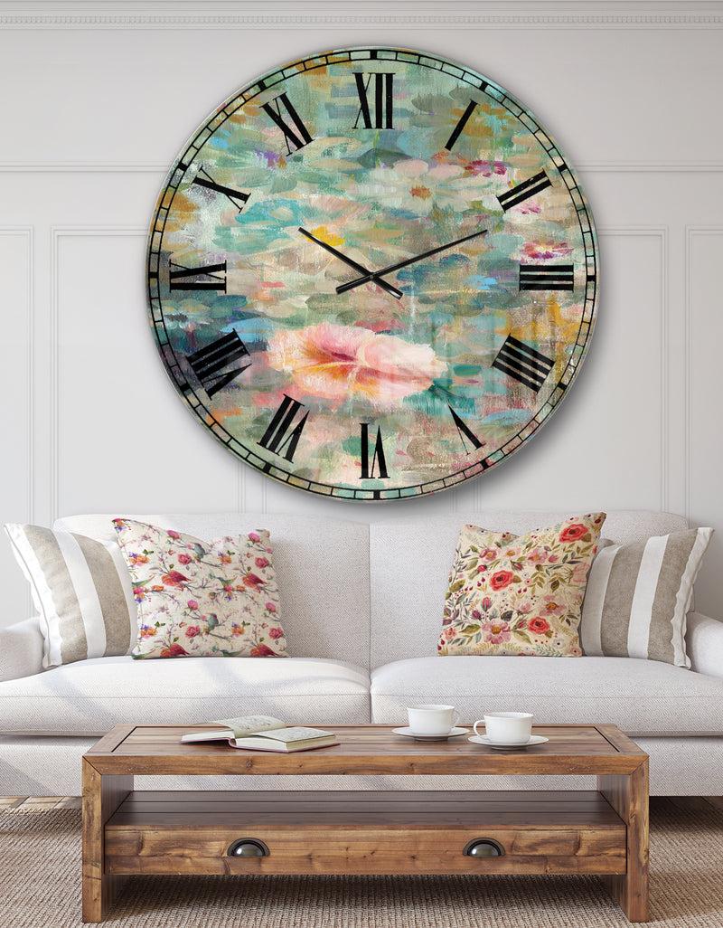 DesignQ Silver Orchid Fonteney Cabin & Lodge Oversized Metal Clock