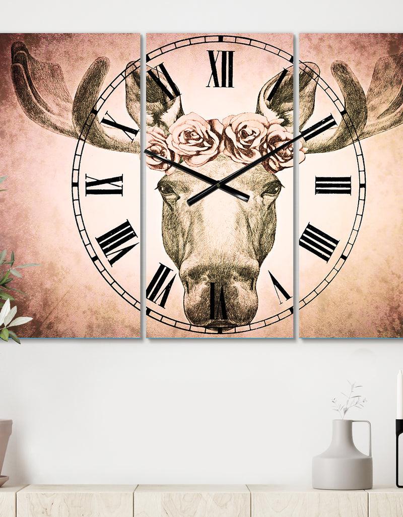 DesignQ Silver Orchid Fonteney Cottage 3-Panel Oversized Clock