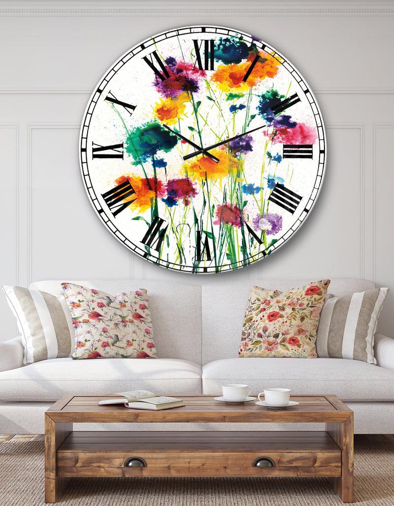 DesignQ Silver Orchid Fonteney Cottage Oversized Metal Clock