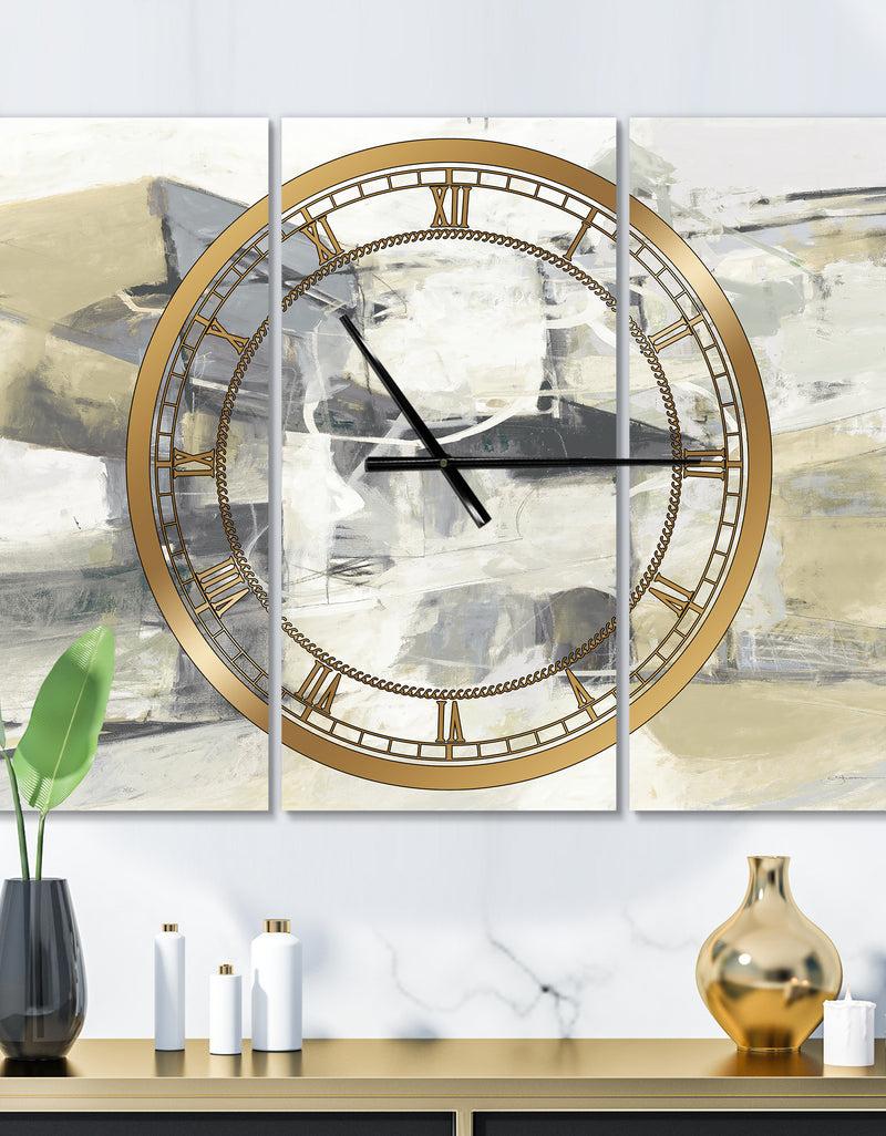 DesignQ Silver Orchid Fonteney Glam 3-Panel Metal Clock