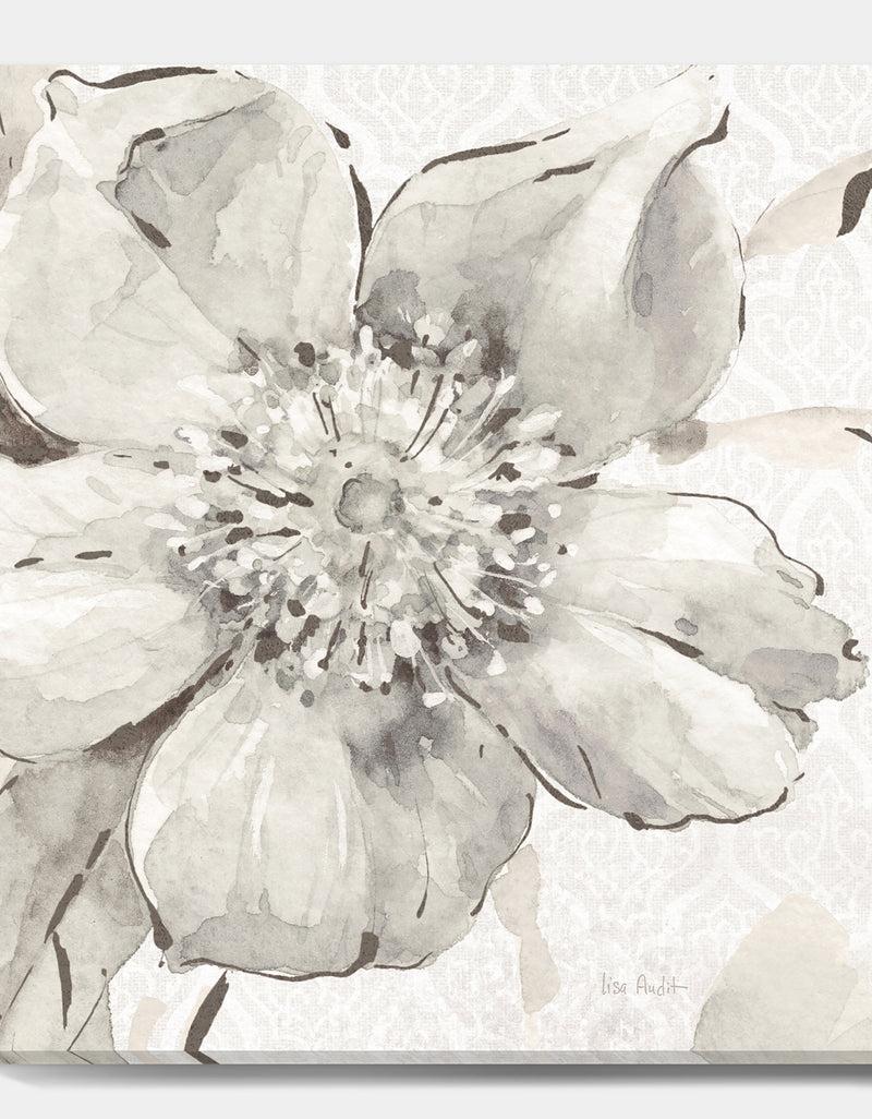 DesignQ Silver Orchid 'Indigold Grey Peonies III - Farmhouse Canvas Artwork