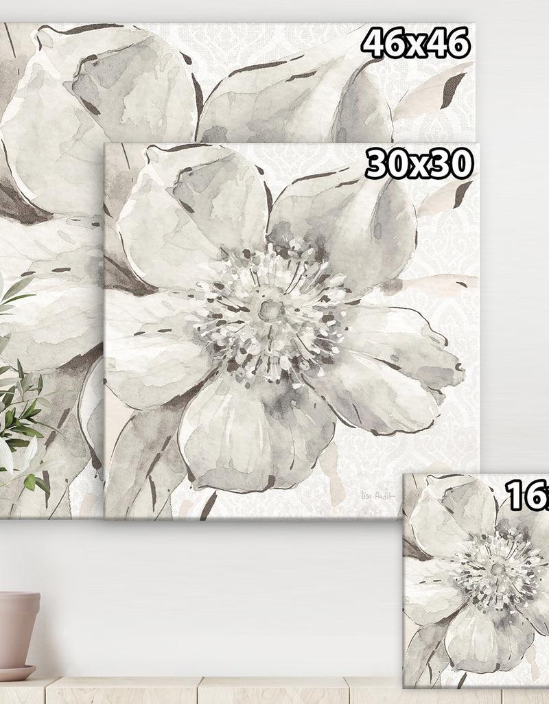 DesignQ Silver Orchid 'Indigold Grey Peonies III - Farmhouse Canvas Artwork