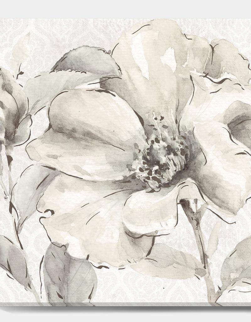 DesignQ Silver Orchid 'Indigold Grey Peonies IV - Farmhouse Canvas Art