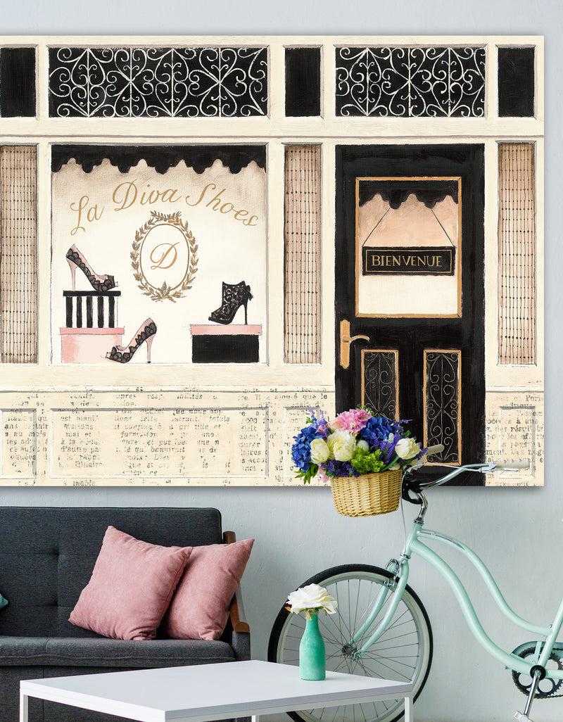 DesignQ Silver Orchid 'Paris Diva Shoes Painting - Fashion Premium Canvas Wall Art