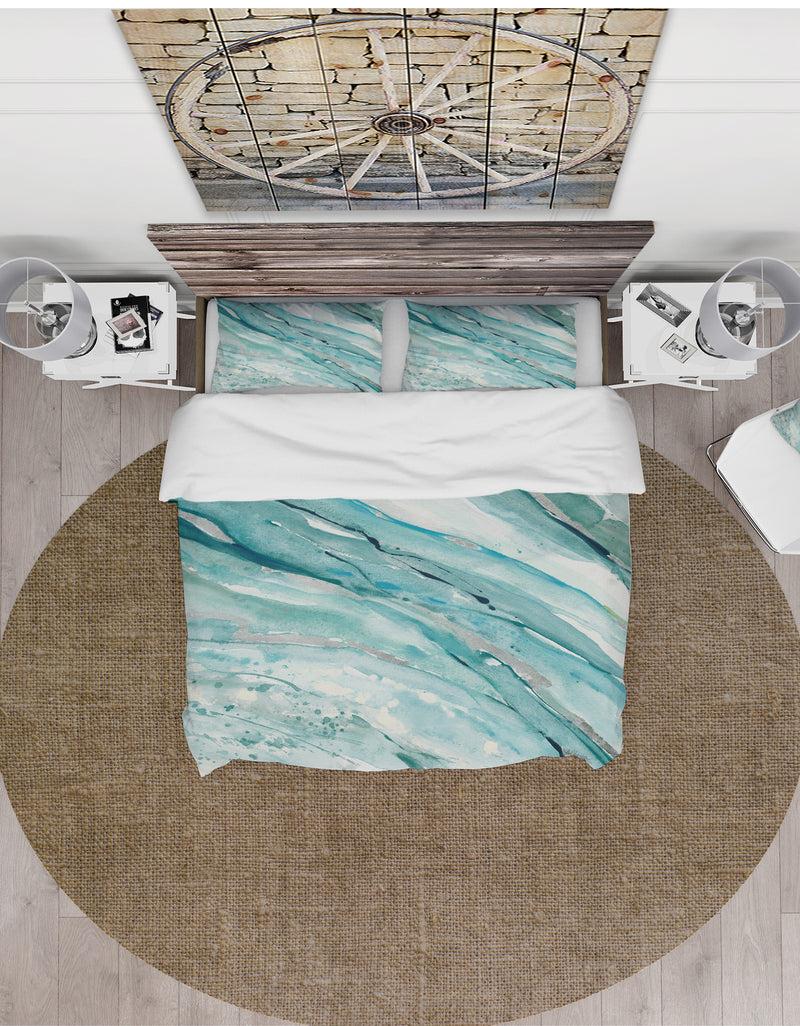 DesignQ Silver Springs I Blue Green - Farmhouse Duvet Cover Set