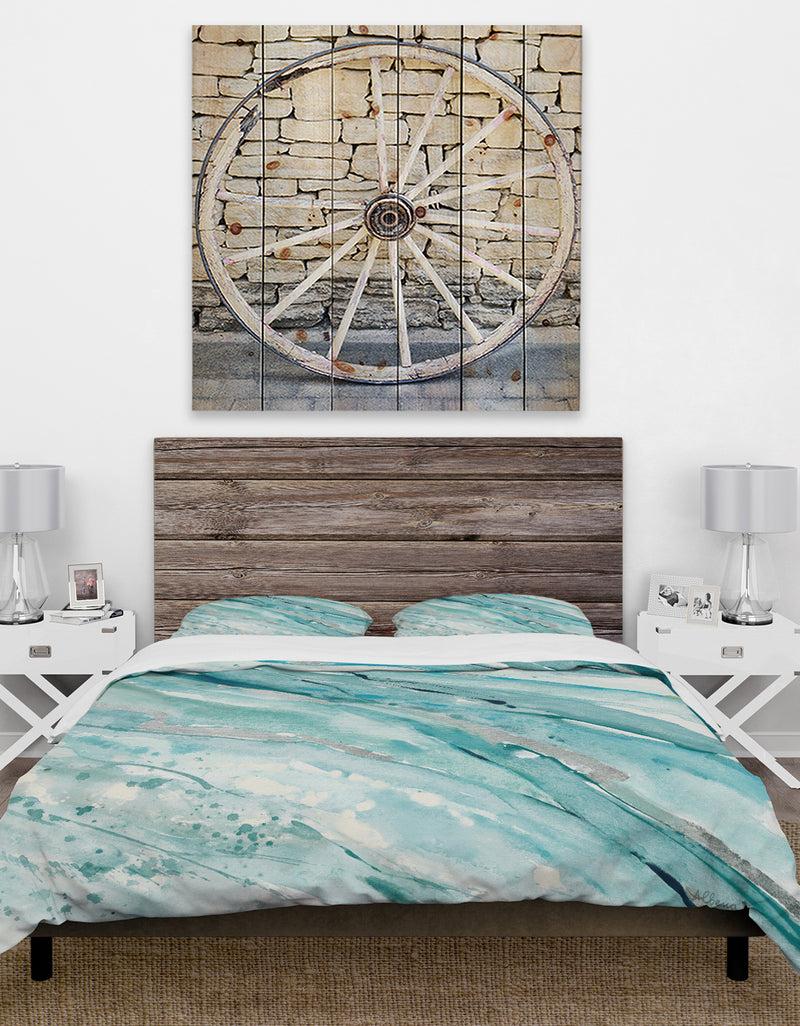 DesignQ Silver Springs I Blue Green - Farmhouse Duvet Cover Set