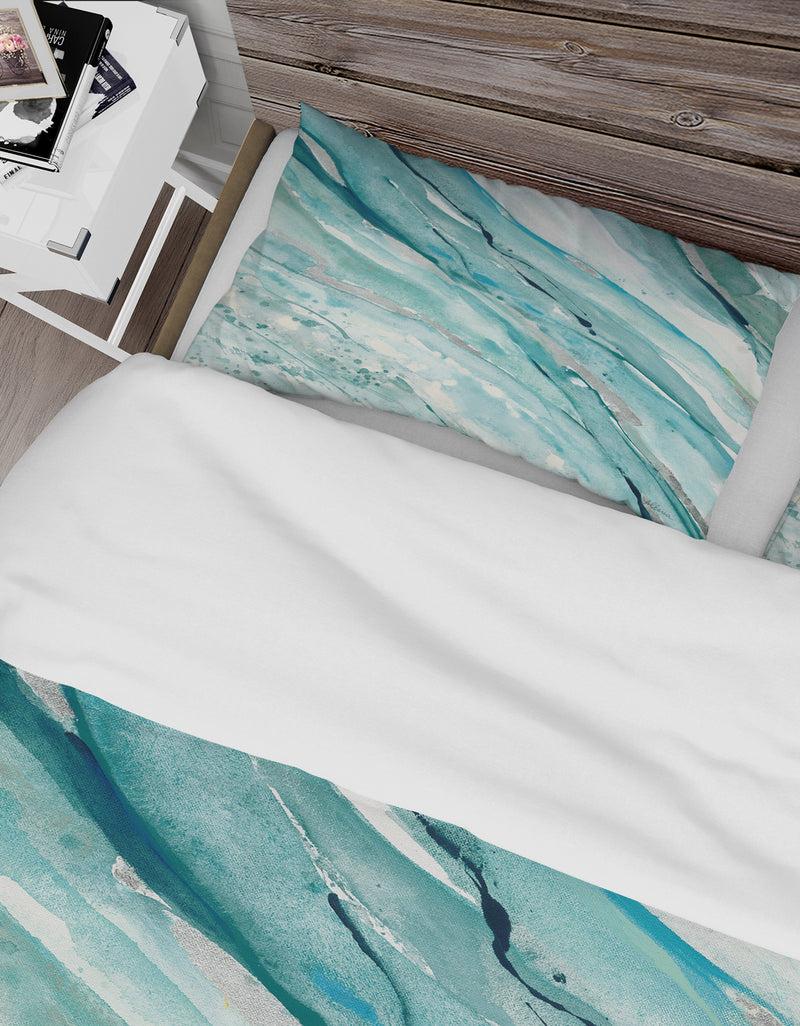DesignQ Silver Springs I Blue Green - Farmhouse Duvet Cover Set