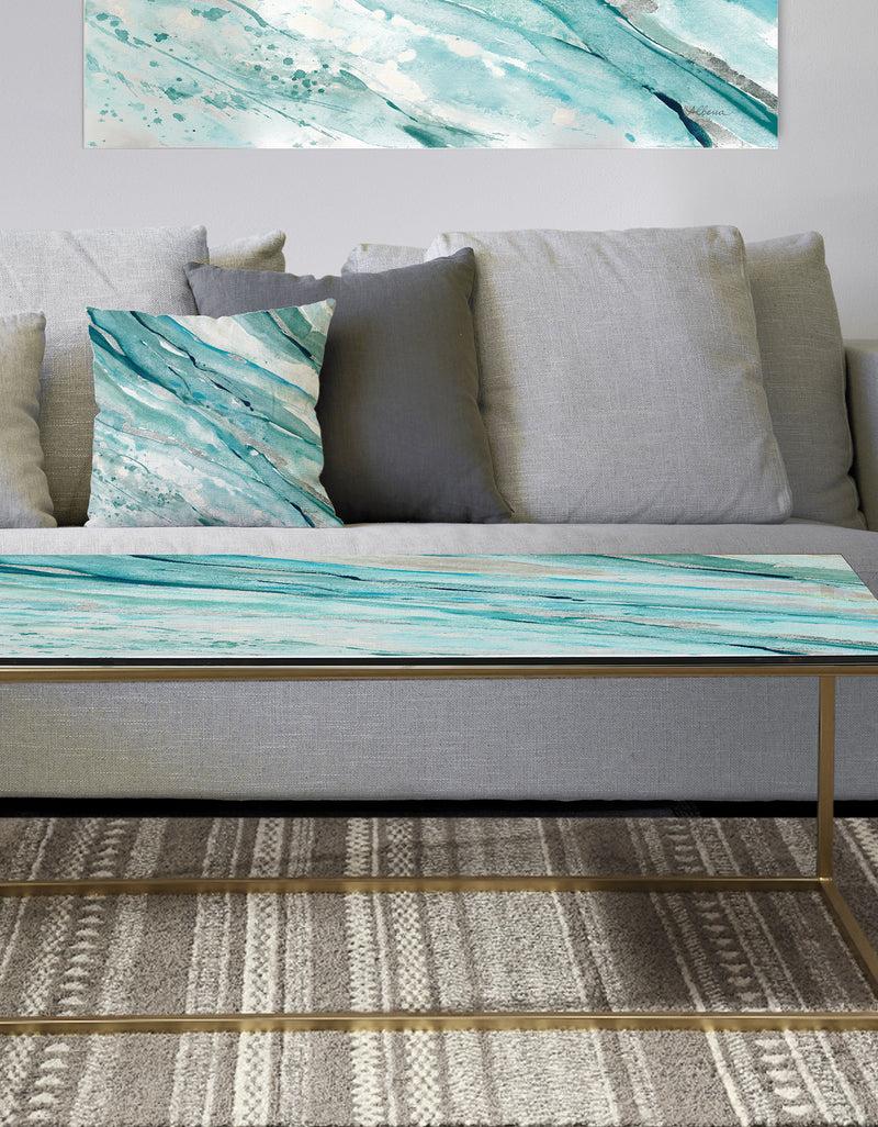 DesignQ Silver Springs I Blue Green - Metal Traditional Coffee Table