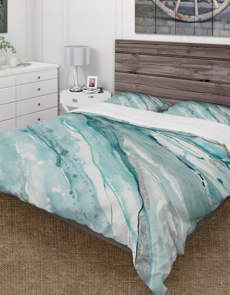 DesignQ Silver Springs II Blue Green - Farmhouse Duvet Cover Set
