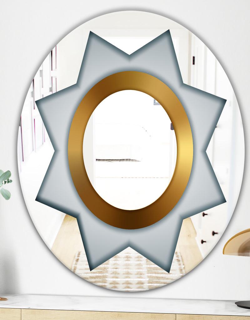 DesignQ Silver Star - Glam Mirror - Oval Or Round Wall Mirror