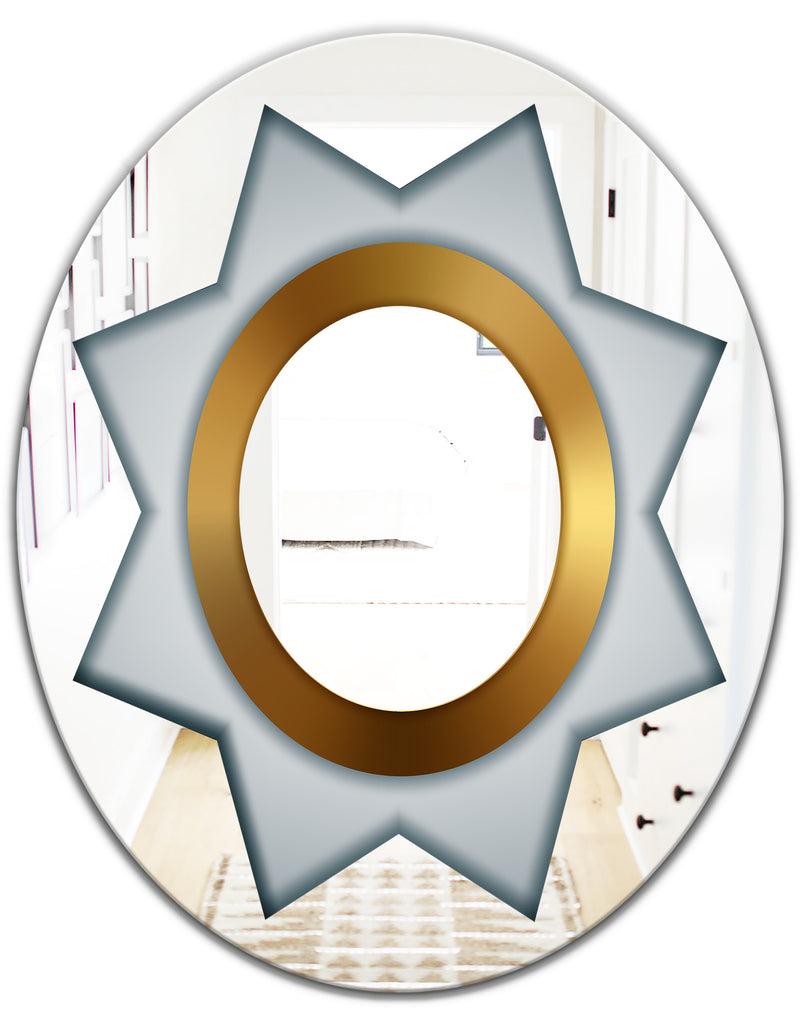 DesignQ Silver Star - Glam Mirror - Oval Or Round Wall Mirror