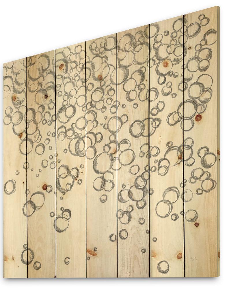 DesignQ Simple Bubbles I - Mid-Century Modern Print On Natural Pine Wood