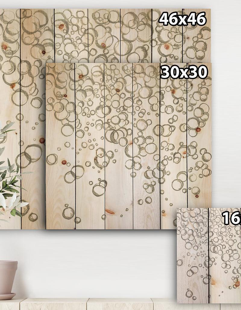 DesignQ Simple Bubbles I - Mid-Century Modern Print On Natural Pine Wood
