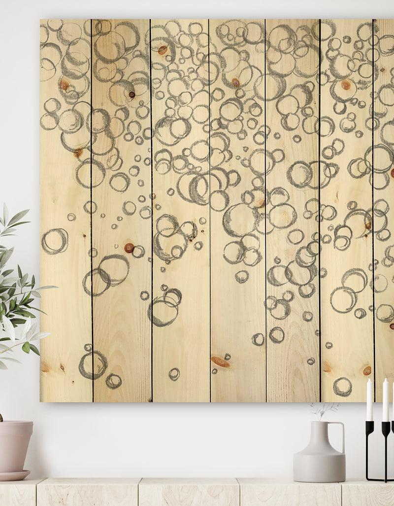 DesignQ Simple Bubbles I - Mid-Century Modern Print on Natural Pine Wood