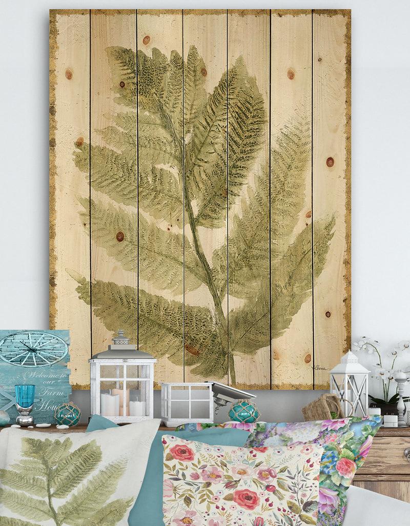 DesignQ Simple Forest I - Floral & Botanical Print on Natural Pine Wood