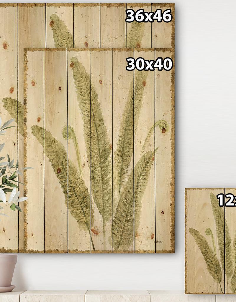 DesignQ Simple Forest II - Floral & Botanical Print On Natural Pine Wood