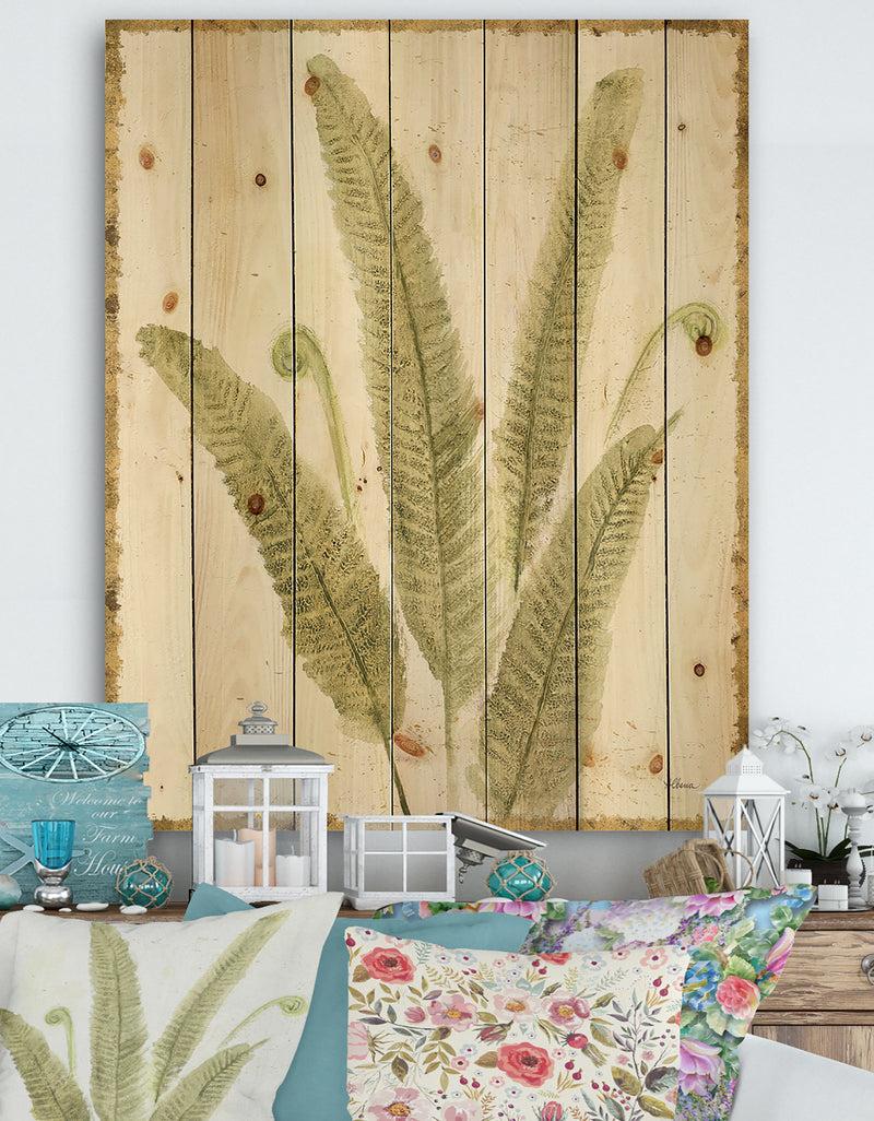 DesignQ Simple Forest II - Floral & Botanical Print on Natural Pine Wood
