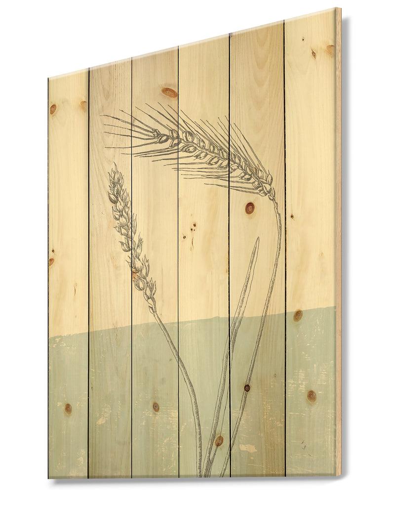 DesignQ Simple Natural Element - Wheat I - Cottage Print On Natural Pine Wood