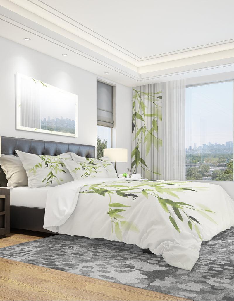 DesignQ Simplist Bamboo Leaves I - Cottage Duvet Cover Set