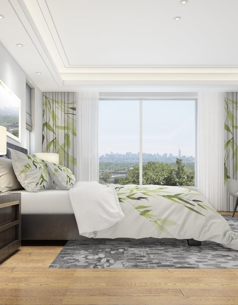 DesignQ Simplist Bamboo Leaves I - Cottage Duvet Cover Set