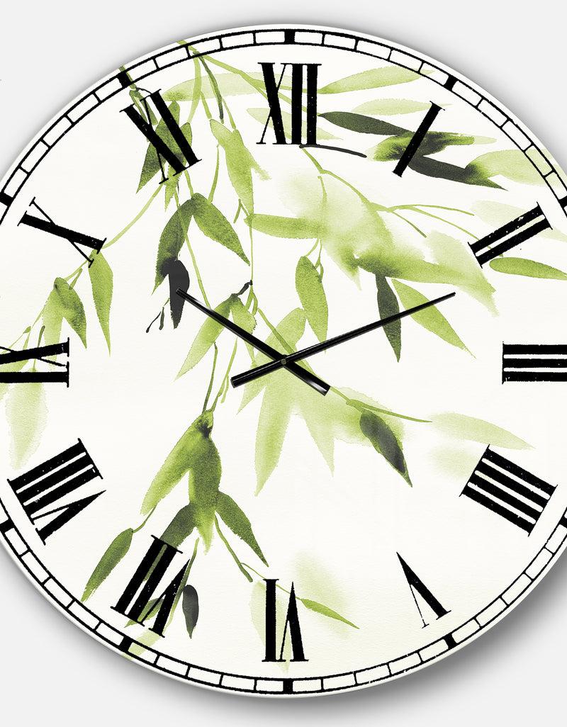 DesignQ Simplist Bamboo Leaves I - Lake House Large Wall CLock